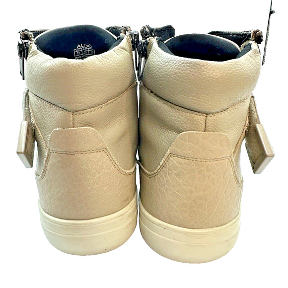 Aldo Sneakers Men's Size 12 Khaki High-Top Zipper Hook & Latch Designer Sport - Picture 4 of 10